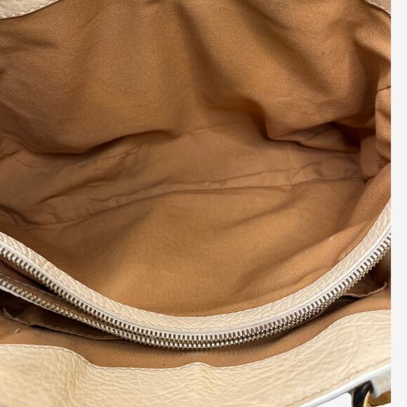 Céline  Vintage Boogie Bag Pale Yellow Pebbled Leather Top Handle Satchel - Picture 10 of 16